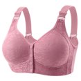 thumbnail image 2 of Xdegoge Front Closure Bra for Women Wireless Full Coverage Bralette with Elegant Floral Lace Overlay Breathable Mesh Side Smoothing Wide Straps Posture Bra for Large Bust Comfort, 2 of 9