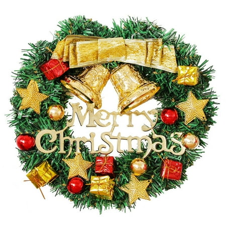 

1Pc Merry Christmas Wreath Door Wall Ornament Front Door Decor Plastic Garland