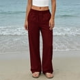 thumbnail image 6 of Miluxas Women's Solid Work Dress Pants Wide Leg High Elastic Waisted formal Business Trousers Long Straight Suit Pants with Pockets Wine, 6 of 8