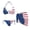 American Flag, variant on Flag of the Bahamas Women's Bikini Swimsuits Halter String Triangle Bikini Sexy Swimwear Cute Bathing Suits with Chiffon Coverup Summer Beach Wrap Skirt Sheer for Swimsuit