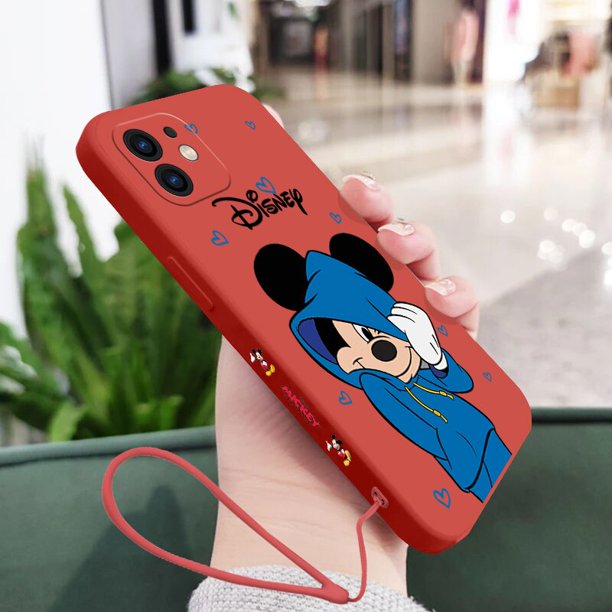 Funda de teléfono de Mickey y Minnie para iPhone, carcasa suave de silicona con cordón para modelos 14, 13, 12, 11 Pro Max, Mini, X, XR, XS MAX, SE 2020, 8, 7 Plus Fivean unisex