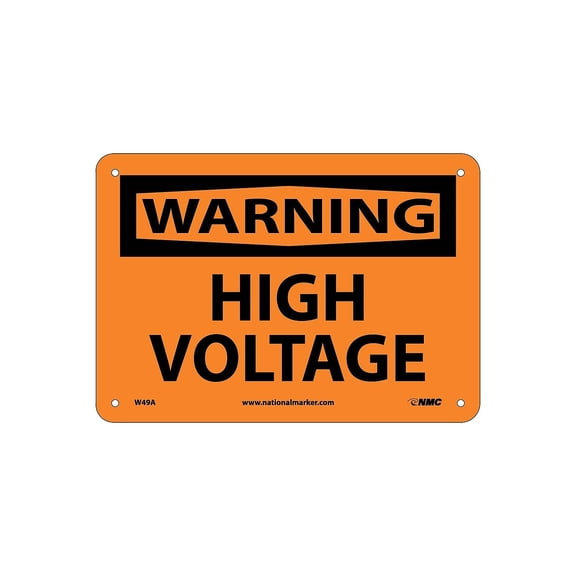 National Marker High Voltage 7X10 .040 Aluminum Warning Sign W49A