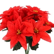 PersonalhomeD Hotel Window Christmas Bouquet Decoration Poinsettia Artificial Flowers New Fashion Indoor Silk Fabric Red Decorations