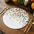 thumbnail image 5 of Fall Round Placemats Set of 4 Orange Leaves Place Mats Thanksgiving Woven Placemat Autumn Green Leaf White Circle Braided Table Mat for Kitchen Dining Table Autumn Party Home Decor 15 Inch, 5 of 9