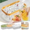 thumbnail image 3 of Household Ice Maker with Ice Block Storage Box One Click Press Ice Tray for Easy Demolding - Stackable Design for Space Saving - Perfect for Parties & Summer Drinks - Includes Ice Scoop & Shovel, 3 of 3