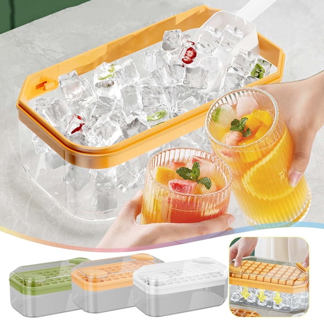 Fiudx Set de Caja para Hacer Hielo, Prensa de Hielo con Un Solo Clic, Gran Capacidad, Fácil Extracción, Fiestas de Verano, Incluye Pala y Caja para Hielo, Capacidad de 1.9 L