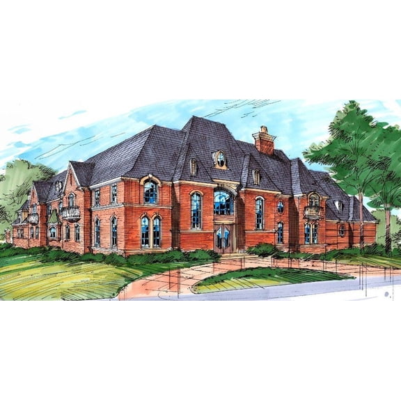 015-965: Luxury European 5 Bed, 5 Bath Luxury Home Plan, 7192 Sq Ft: Full Blueprints with License to Build by Home Plan Marketplace - Lesuto