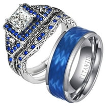 Walmart Wedding Sets - Sterling Silver, His & Hers, Diamond Blue ...