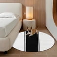 thumbnail image 2 of Black Round Rugs for Living Room 6ft Stripes Solid Color Non Slip Circle Rug Washable Low-Profile Indoor Carpet for Bedroom, Dining Room, Bathroom, 2 of 9