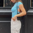 thumbnail image 3 of GHSDFBB Hauts Aguichant pour Femmes Dos Nu Manches Courtes Été Décontracté T-Shirt Col Rond Ajusté Découpé Y2k Crop Top, 3 of 7