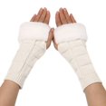 thumbnail image 1 of 1 Paire Femmes Gants Triangle Modèle Demi Doigt Bras Couverture Gants Automne Hiver Extensible Tricot Gants Sans Doigts pour l'Extérieur, 1 of 10