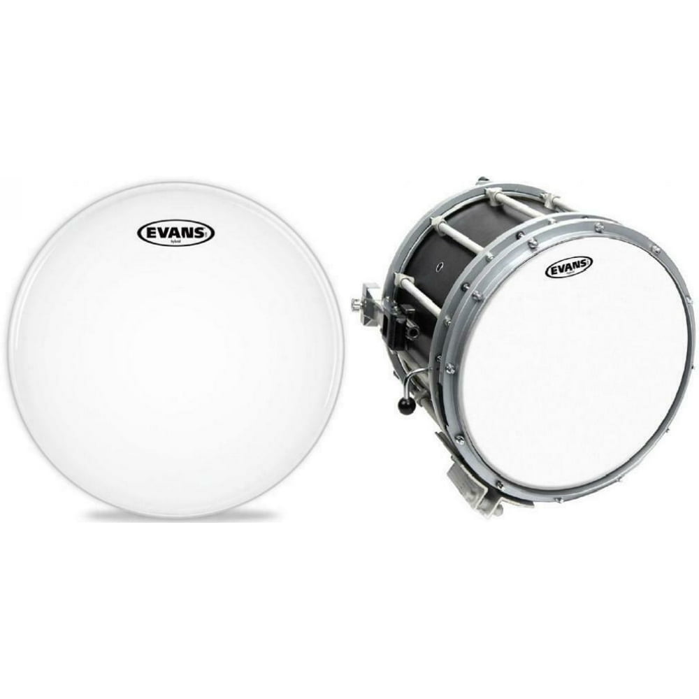 Evans Hybrid White Marching Snare Drum Head, 14 Inch 14 Inch, Batter