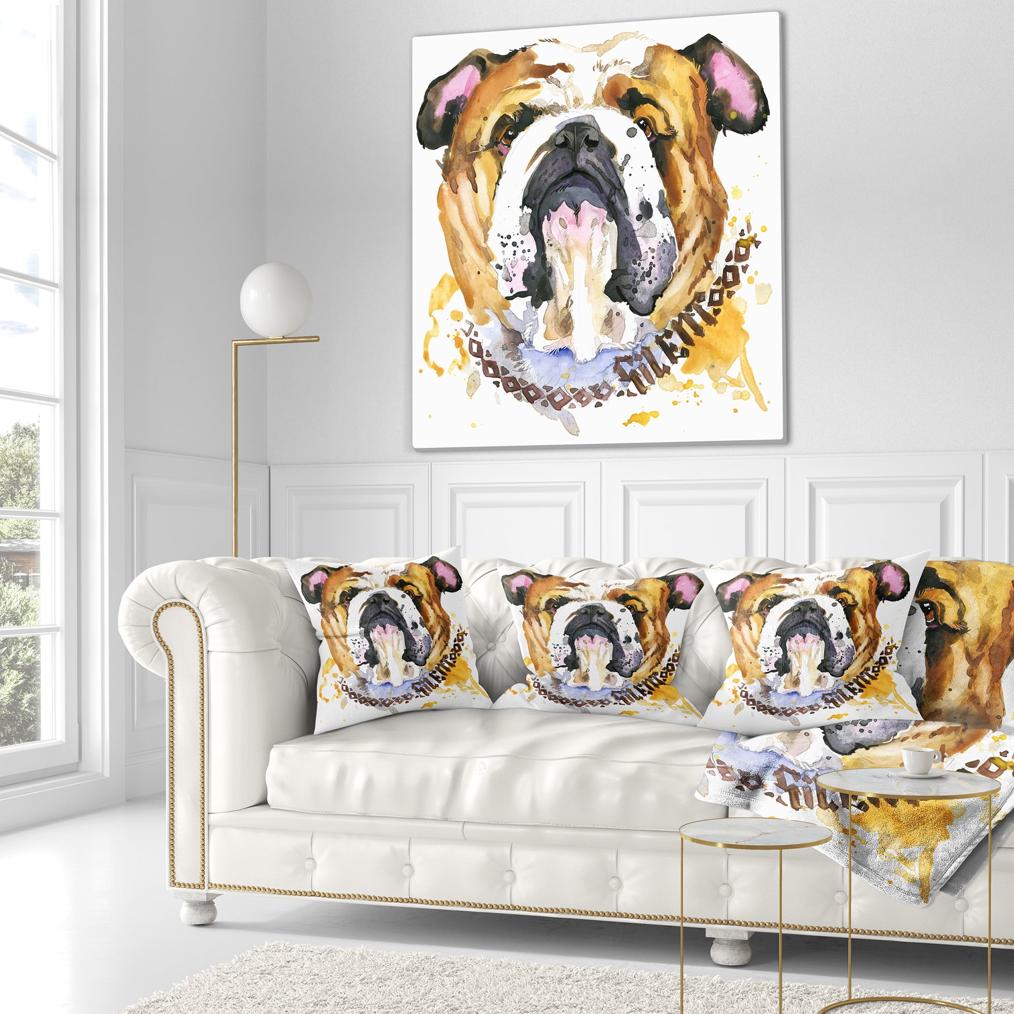 Designart Brown Dog Head - Animal Throw Pillow - 16x16