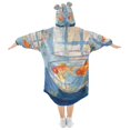 thumbnail image 2 of FORMRS Wearable Blanket Hoodie with Sleeves for Kids Cozy Flannel Sweatshirt, Blue Goldfish, 2 of 7