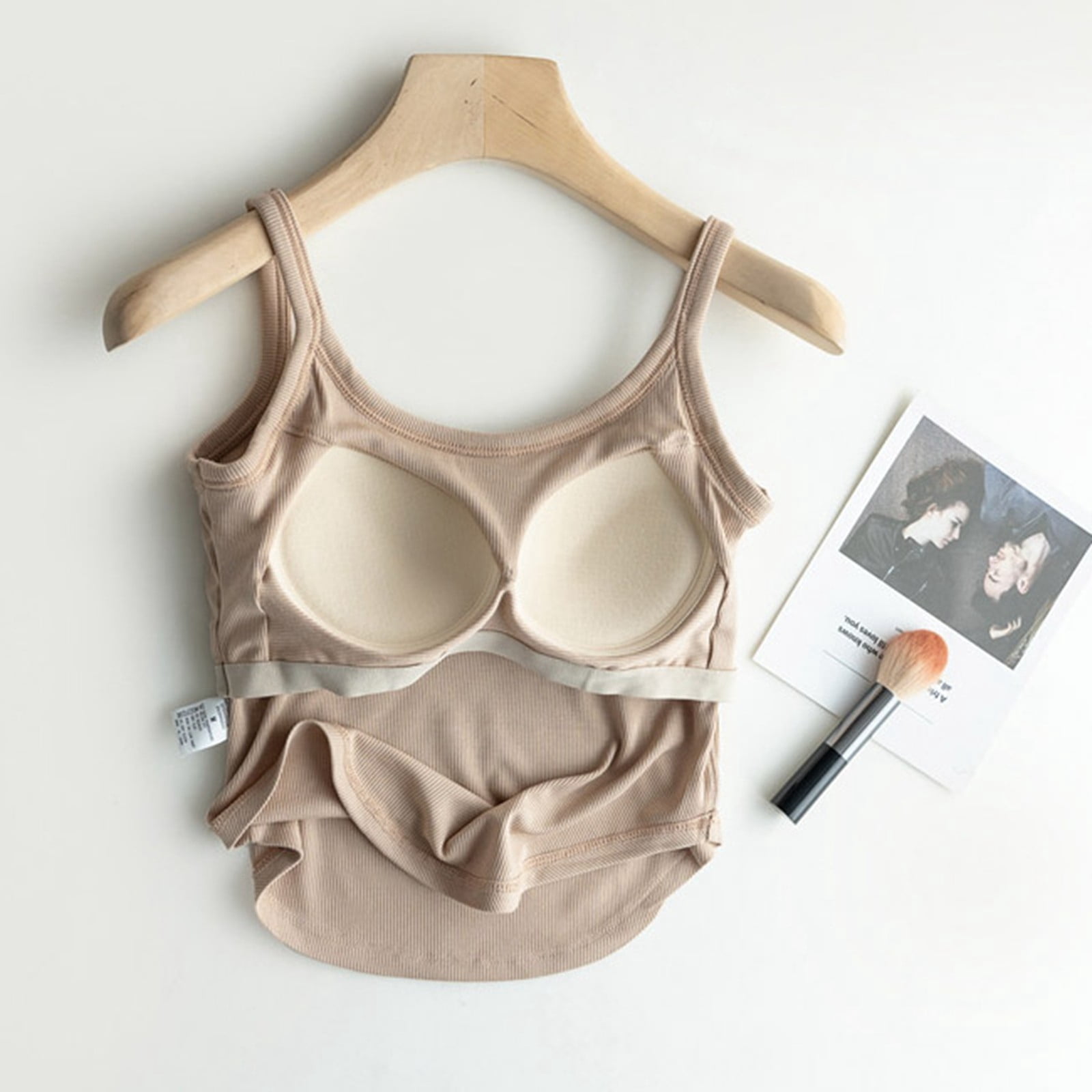 Women Camisole Solid Summer Chest Pad Bra Integrated Sports Inner 