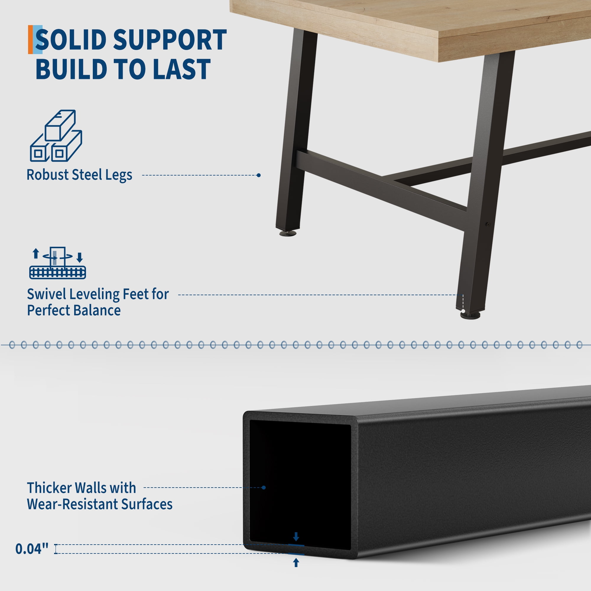 Industrial Dining Table for 6-8 People, 70.87" Long Wooden Kitchen Table with Sturdy Metal Frame & Black Finish, Seats 6 Rectangular Counter for Dinner, Kitchen, Dining Room