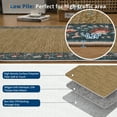 thumbnail image 5 of Hasoo Modern Simulated Woven Texture Floral Bordered Area Rug for Living Room Washable 5' x 7' Non Shedding Neutral Indoor Decor Carpet, Navy, 5 of 5