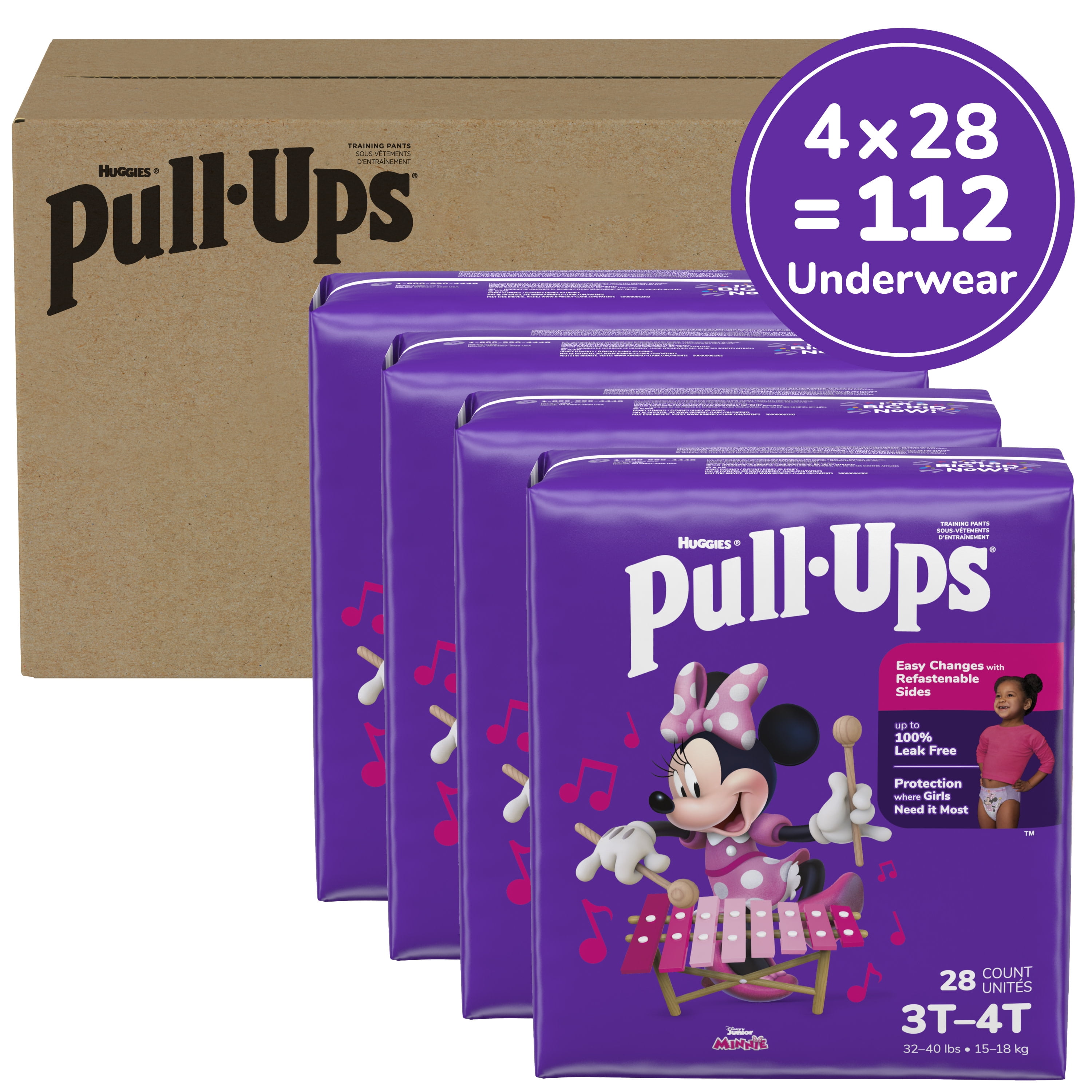 Pull-Ups Girls' Potty Training Pants, 3T-4T (32-40 lbs), 112 Count 