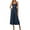 Dark blue, variant on Women's Summer Casual Spaghetti Straps Sleeveless V Neck Cutout High Waist Wide Leg Jumpsuits Rompers with Pockets