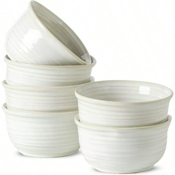 Ceramic Serving Bowls 8.3 Inch Large Soup Bowls for Kitchen 60 Ounces Salad Bowls for Fruit Ramen Pasta Pho Microwave Dishwasher Safe Set of 2 Clay-Infused White