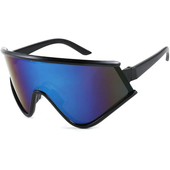 FEISEDY Lunettes de Soleil Enveloppantes Surdimensionnées Shield Années 80 une Pièce Lunettes de Sport d'Extérieur Visière pour Hommes Femmes B2791