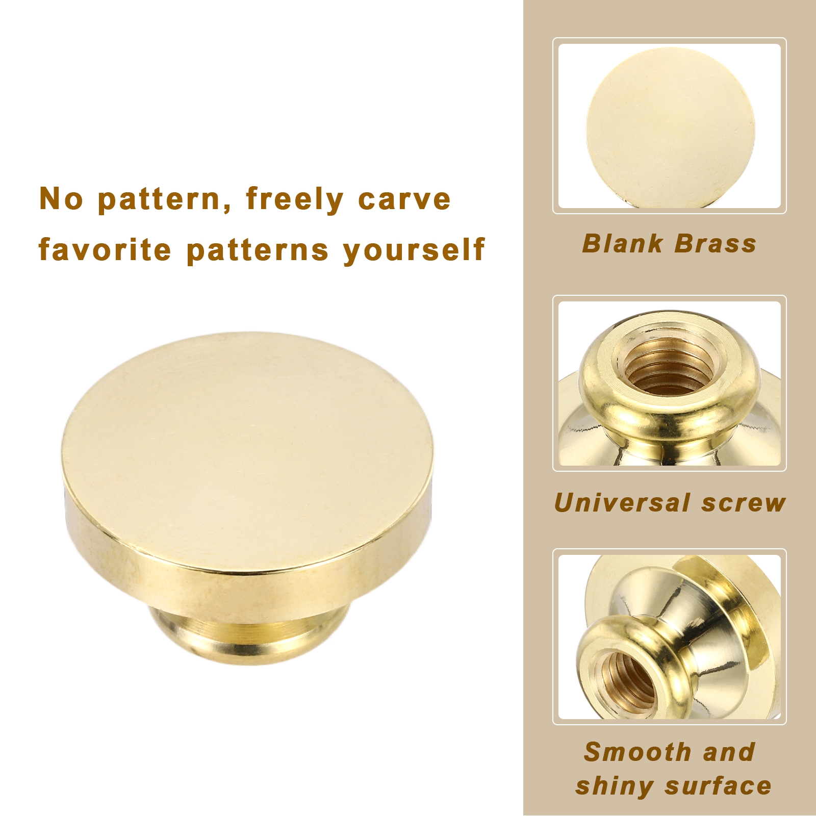 Unique Bargains Vintage Retro Brass Head Blank Wax Seal Stamp for Letter Sealing 3Pcs