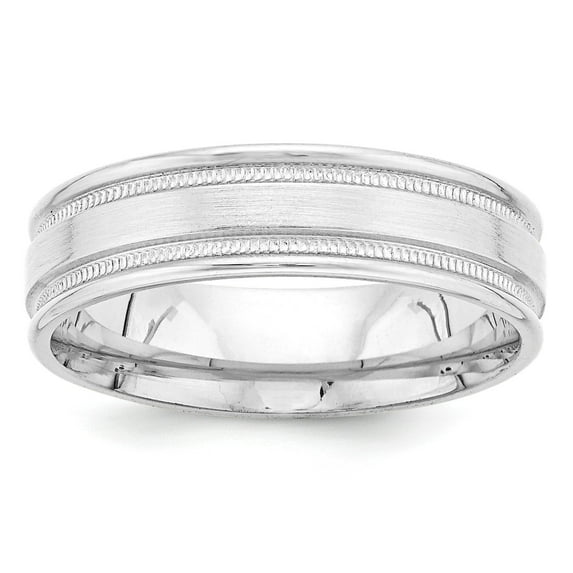 14k White Gold Heavy Comfort Fit Fancy Band - Size 12