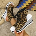 thumbnail image 4 of Rokment Women's Leopard High Top Fashion Sneakers Platform Wedge Sandals 2026 Summer Casual Lace up Fish Mouth Open Toe Chunky High Heels Slingback Sandals Coffee Size 9, 4 of 6