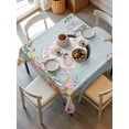 thumbnail image 2 of Easter Bunny Suqare Tablecloth - 60 x 60 Inch, Easter Eggs Spring Farmhouse Wood Grain Teal Blue Waterproof & StainResistant Tablecloth, Washable Oil-proof Table Cover for Dining/Party/Wedding/Buffet, 2 of 9