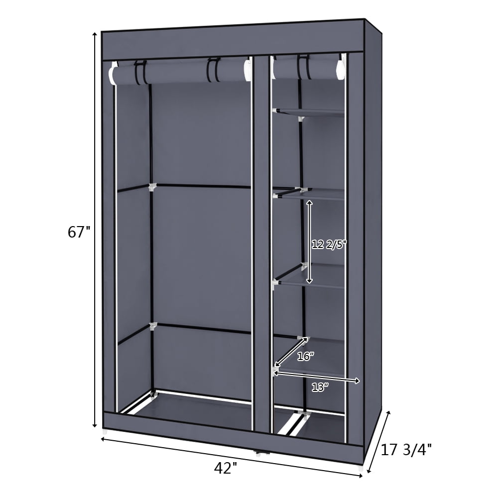 Kepooman 67" Portable Clothes Closet Organizer with Nonwoven Fabric Cover, Gray Kepooman 67" Portable Clothes Closet Organizer with Nonwoven Fabric Cover, Gray