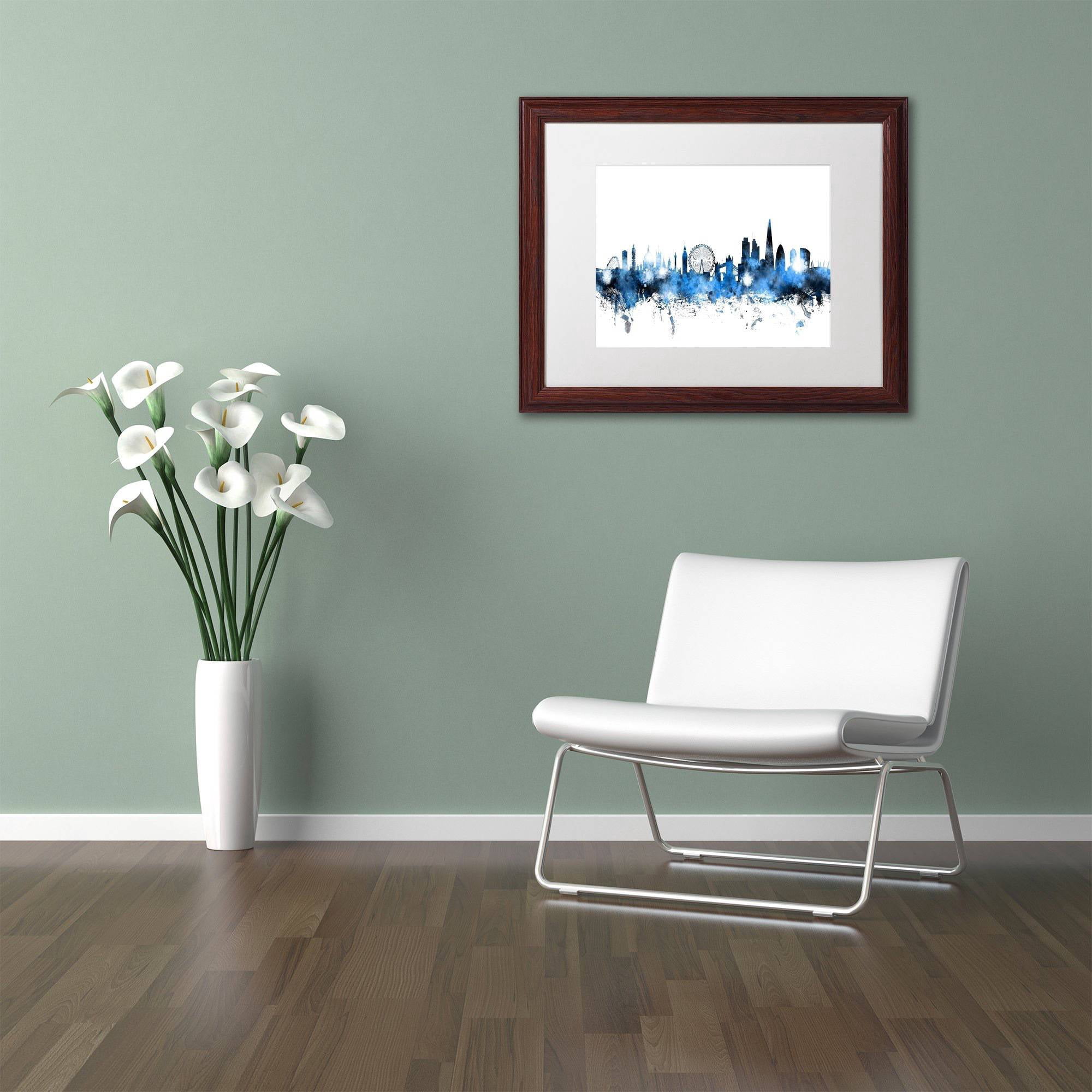Trademark Fine Art 'London England Skyline' Canvas Art by Michael Tompsett, White Matte, Wood Frame
