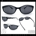 thumbnail image 2 of Trendy Retro 90s Fashion Thin Plastic Rectangular Oval Wrap Sunglasses [All Black], 2 of 8
