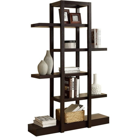 Monarch Bookcase 71"H / Cappuccino Open Concept Display Etagere