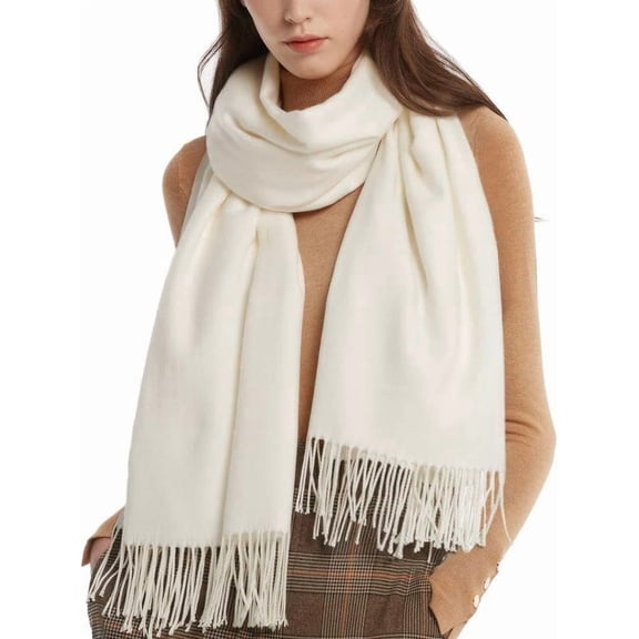 Winter Scarf for Women Pashmina Shawl Wraps Soft Warm Fashion Blanket Scarves Gifts Milky white