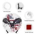 thumbnail image 4 of Daiia American Flag Eagle Art Printed Pattern Ceramic Plate Dinner Plates Bone China Decorative Plates with Display Stand Art Ceramic Ornaments for Wall Hanging Decoration-6in, 4 of 6