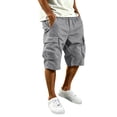 thumbnail image 3 of CONZONE Men's Baggy Cargo Shorts Wide Leg Shorts for Men Trendy Elastic Waist Solid Soft Casual Joggers Shorts With Pockets, 3 of 7