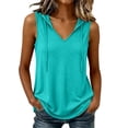 thumbnail image 2 of Women's Summer V-Neck Sleeveless Loose Hoodie with Drawstring, 2 of 8