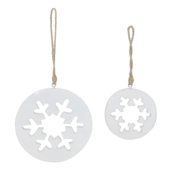 Melrose White Wood Snowflake Cut-Out Ornament Set of 12