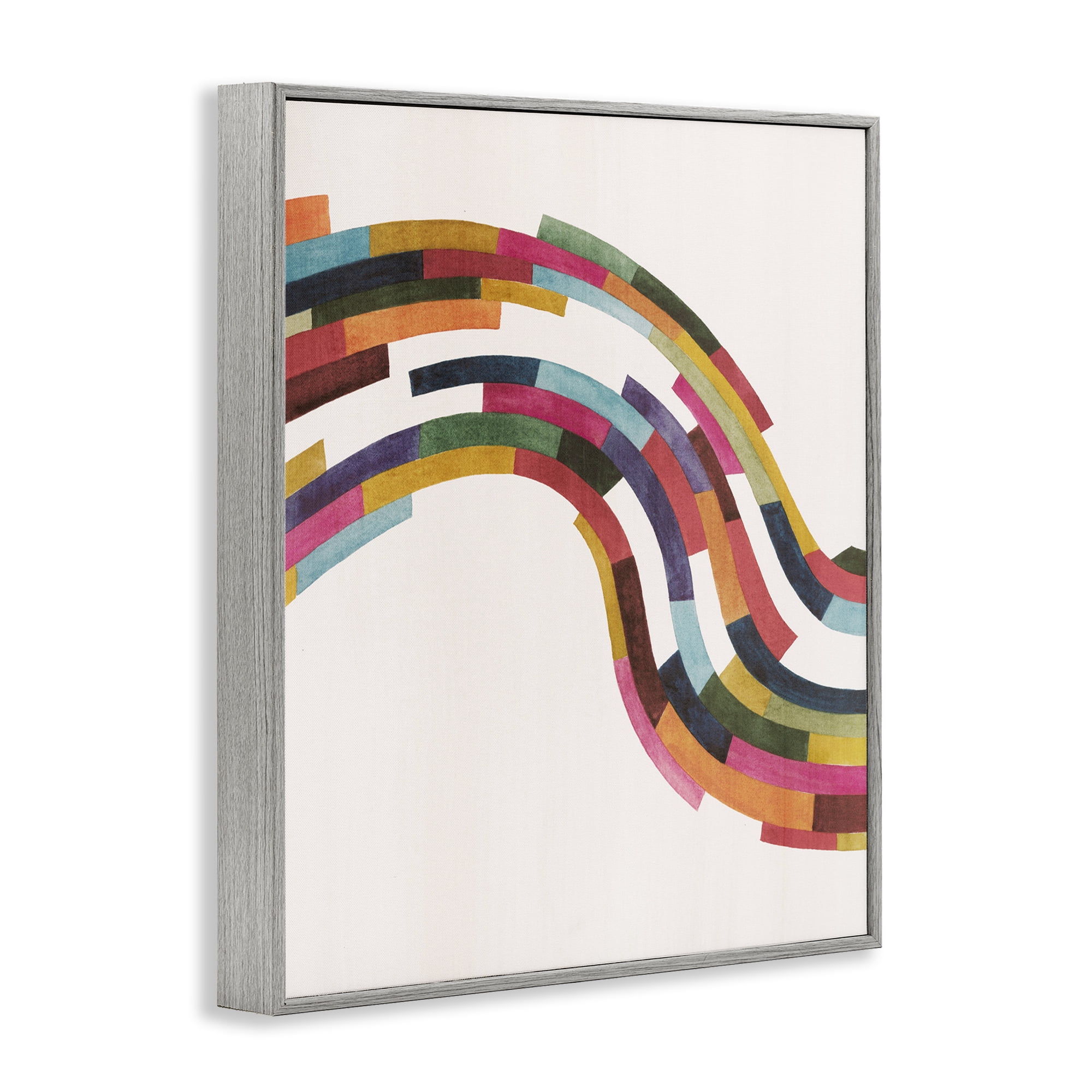 Stupell Industries Modern Geometric Wave Design Abstract Painting Gray Framed Art Print Wall Art, 24 x 30