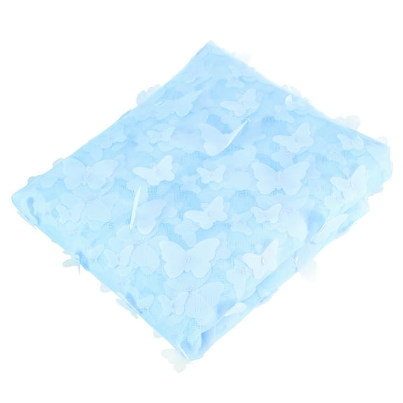 Tulle Fabric Rolls, 2 Yard Butterfly Embroidery Fabric Mesh Lace Fabric for Wedding Birthday Backdrop Home Decor Light Blue