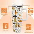 thumbnail image 6 of 40oz Cat Tumbler with Handle and Straw - Insulated Stainless Steel Travel Mug, Cute Funny Cat Design Water Bottle - Gift for Cat Lovers, 6 of 6