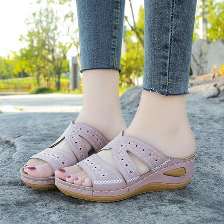 

cllios Sandals Women Arch Support Slipper Dressy Summer Slip On Sandals Comfortable Wide Width Sandal for Wedding Guest