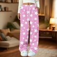 thumbnail image 4 of Womens Fleece Sleep Pajamas Pants Star Wide Leg Flannel Sleepwear Pants Winter Soft Lounge Trousers Pjs Pink, S, 4 of 4