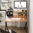 thumbnail image 6 of EDX Small Folding Desk with Shelf, No Assembly 2-Tier Compact Computer Table, Portable Study Workspace for Bedroom, Home Office, Brown, 6 of 7