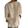 thumbnail image 5 of Yubnlvae Linen V-Neck 3/4 Sleeve Tops for Women - Summer Beach Vacation Blouses (Breathable Cotton, Loose Tunic Fit) Khaki L, 5 of 6