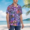 thumbnail image 2 of Lsque Watercolor Butterflies pattern Hawaiian Shirt for Men, Unisex Summer Beach Casual Short Sleeve Button Down Shirts-Medium, 2 of 9