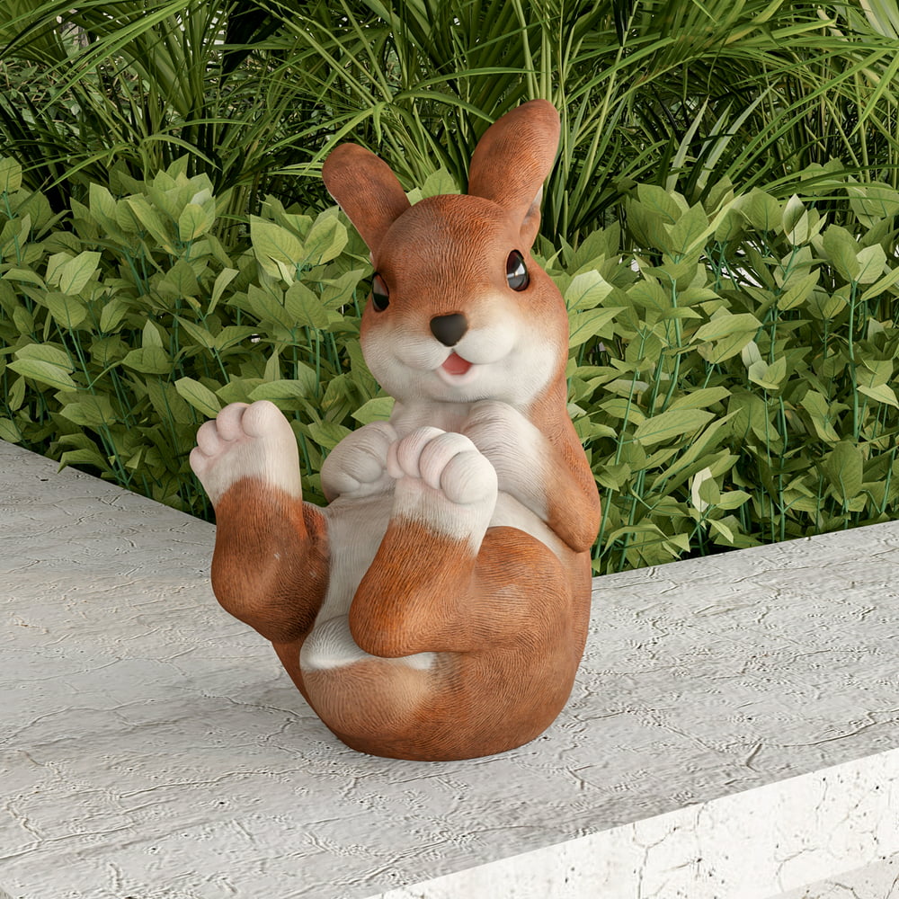 Pure Garden Bunny Rabbit Statue Figurine Resin Weather Resistant
