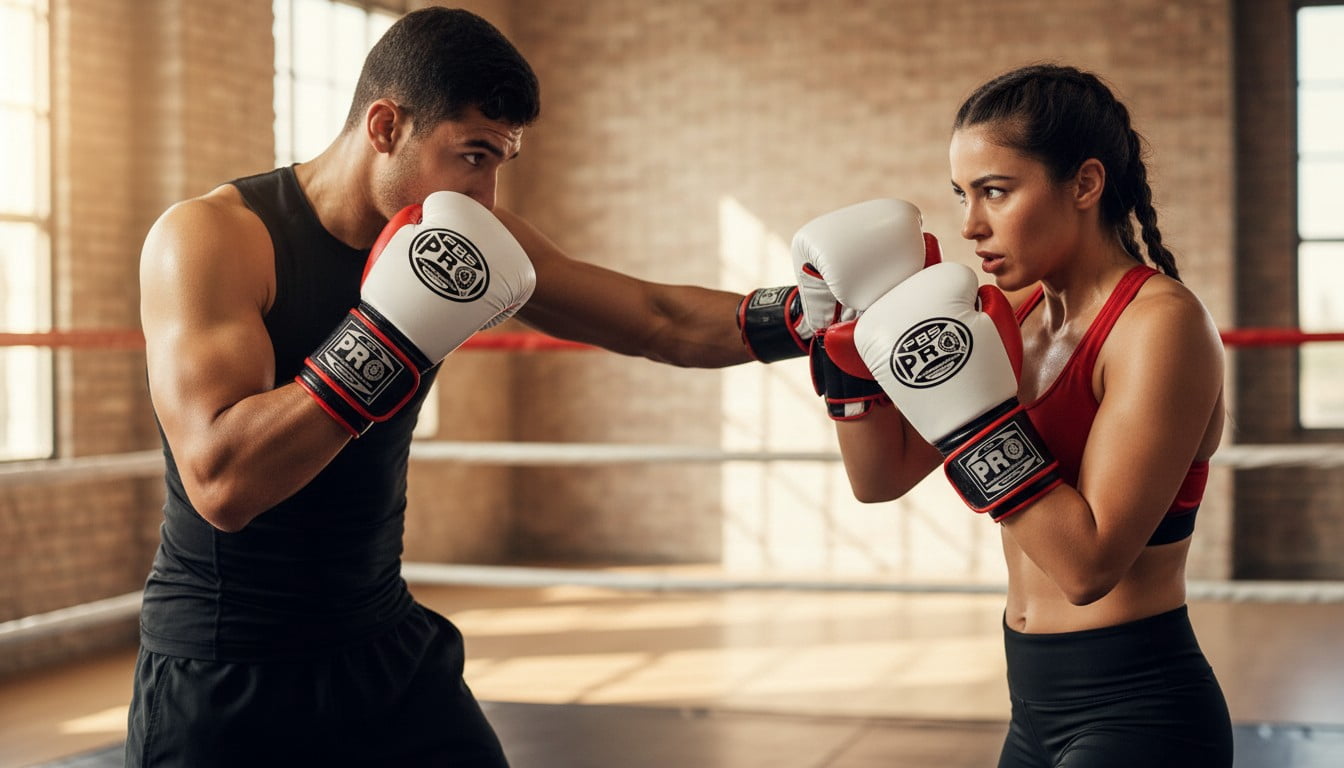 ProBoxing® Leather Boxing Gloves – (White & Red) (14oz) Training Boxing Gloves for Boxing, MMA, Muay Thai & Sparring – Durable Genuine Leather, Wrist Support, Impact Protection