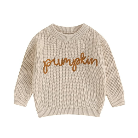 Okbabeha Toddler Baby Girl Boy Knit Sweater Pumpkin Long Sleeve Pullover Crewneck Sweatshirt Fall Halloween Baby Clothes
