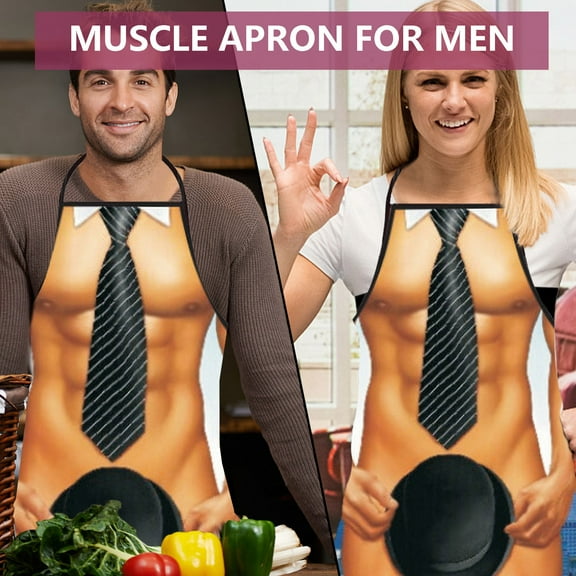 Vxdvou Sexy Muscular Man Kitchen Apron, Funny Valentine's Day Gift, Reusable Polyester Apron for Kitchen & BBQ, Unique Home and Kitchen Decor, Perfect for Costume Parties and Couples